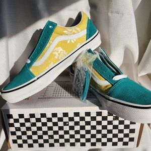 NWT VANS Suede/Canvas Old Skool Skate Marine/Gold DURACAP POPCUSH Men (8.0)